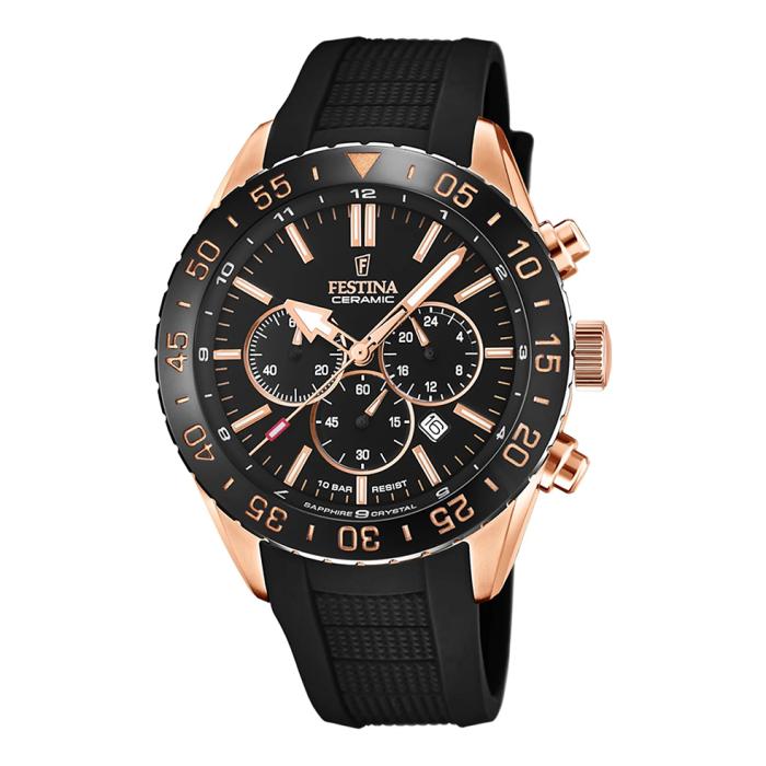 Ανδρικό Ρολόι FESTINA Ceramic με Μαύρο Λουράκι SKU-83660