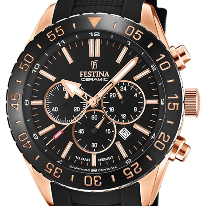 Ανδρικό Ρολόι FESTINA Ceramic με Μαύρο Λουράκι SKU-83660