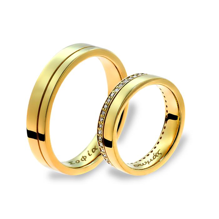 Βέρες Γάμου Jeweler Χρυσός K9-K14 με Ζιργκόν SKU-84378