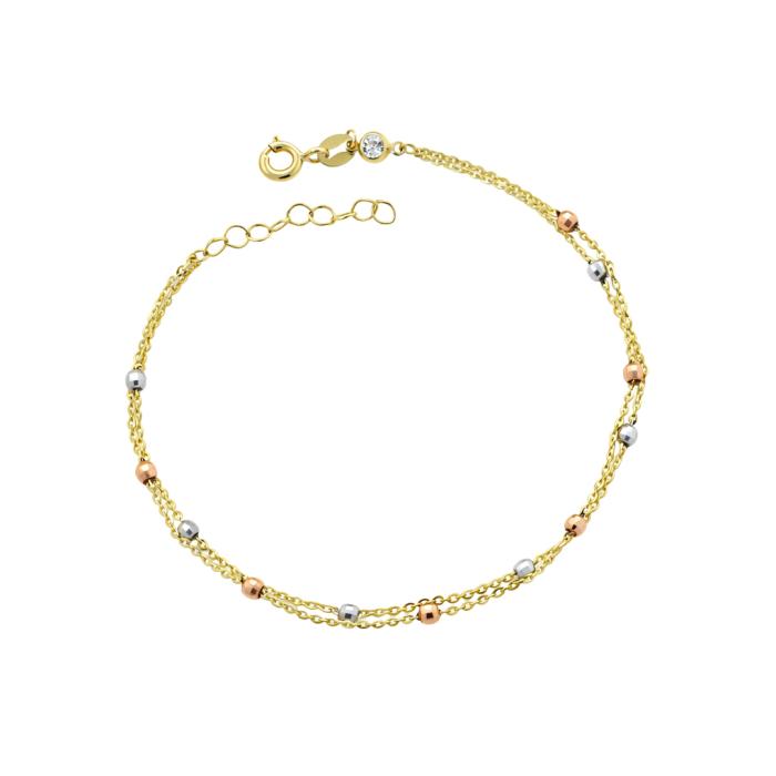 Βραχιόλι Γυναικείο Λευκόχρυσος, Ροζ Χρυσός & Χρυσός K9 SKU-84802
