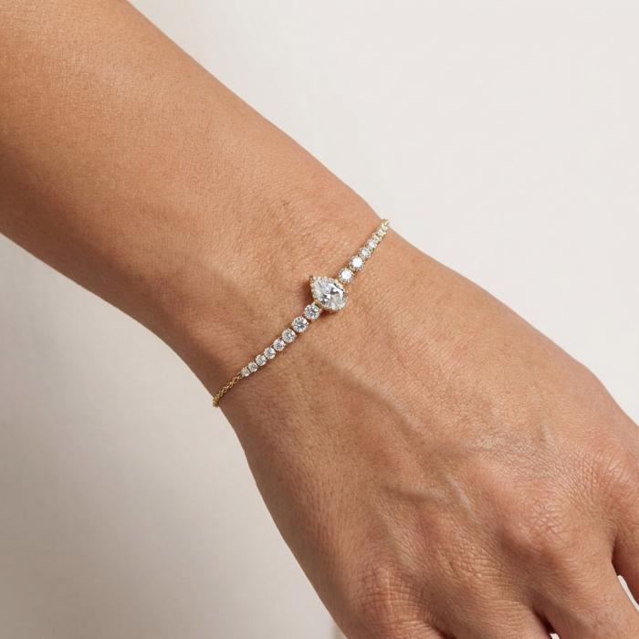Βραχιόλι με Λευκά Ζιργκόν Χρυσός K9 SKU-84815