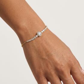 Βραχιόλι Ροζέτα Χρυσός K9 με Λευκά Ζιργκόν SKU-84816