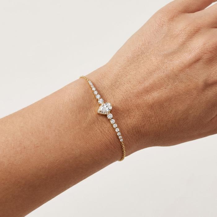 Βραχιόλι Ροζέτα Χρυσός K9 με Λευκά Ζιργκόν SKU-84818