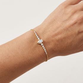 Βραχιόλι Ροζέτα Χρυσός K9 με Λευκά Ζιργκόν SKU-84818