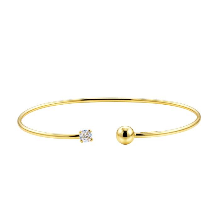 Βραχιόλι Χειροπέδα Χρυσός K9 με Λευκό Ζιργκόν SKU-84210