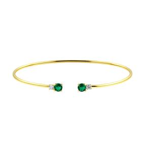 Βραχιόλι Χειροπέδα Χρυσός K9 με Λευκά & Πράσινα Ζιργκόν SKU-84211