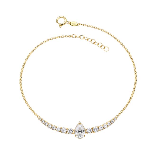 Βραχιόλι με Λευκά Ζιργκόν Χρυσός K9 SKU-84815