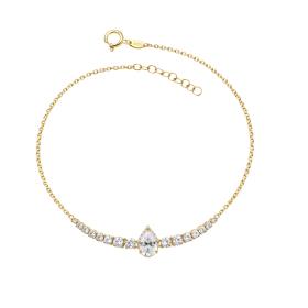 Βραχιόλι με Λευκά Ζιργκόν Χρυσός K9 SKU-84815