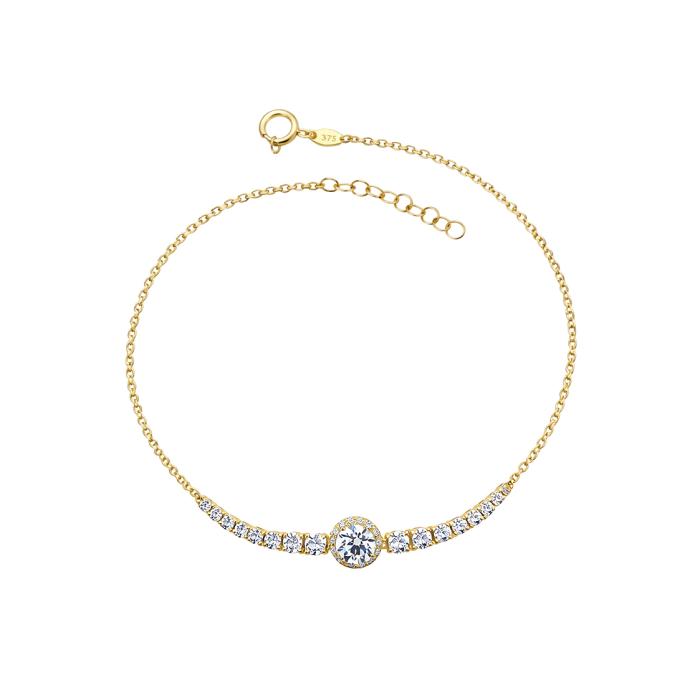 Βραχιόλι Ροζέτα Χρυσός K9 με Λευκά Ζιργκόν SKU-84816