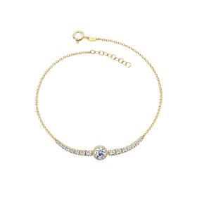 Βραχιόλι Ροζέτα Χρυσός K9 με Λευκά Ζιργκόν SKU-84816