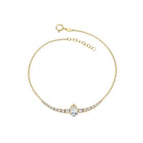 Βραχιόλι Ροζέτα Χρυσός K9 με Λευκά Ζιργκόν SKU-84818