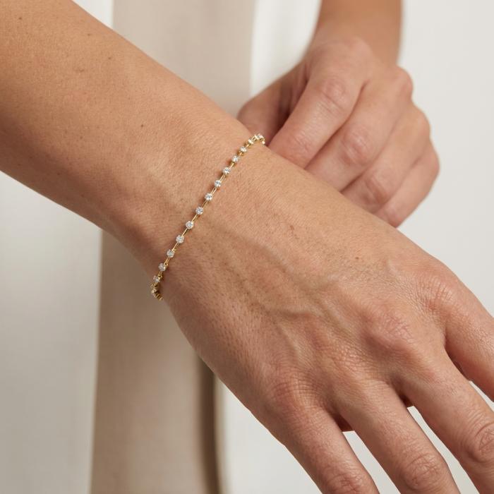 Βραχιόλι Χρυσός K14 με Λευκά Ζιργκόν SKU-84216