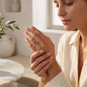 Δαχτυλίδι Γυναικείο Χρυσός K9 με Λευκό & Πράσινο Ζιργκόν SKU-84206