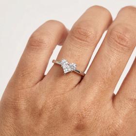 Δαχτυλίδι Καρδιά Λευκόχρυσος K9 με Λευκά Ζιργκόν SKU-84777