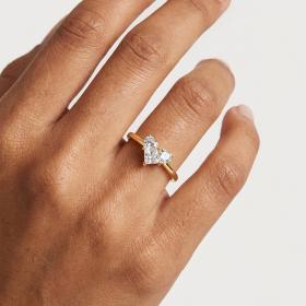 Δαχτυλίδι Καρδιά Χρυσός Κ9 με Λευκά Ζιργκόν SKU-84778