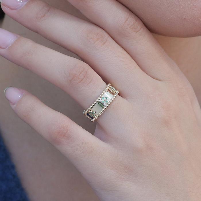 Δαχτυλίδι με Πράσινα Ζιργκόν Χρυσός K9 SKU-84338