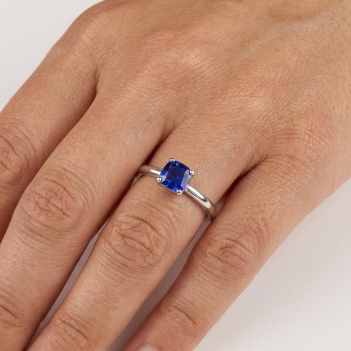 Δαχτυλίδι Μονόπετρο Λευκόχρυσος K18 με Ζαφείρι SKU-84707