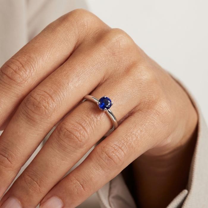 Δαχτυλίδι Μονόπετρο με Ζαφείρι Λευκόχρυσος K18 SKU-84708