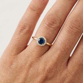 Δαχτυλίδι Ροζέτα με  Μπλε & Λευκά Ζιργκόν Χρυσός K9 SKU-84597