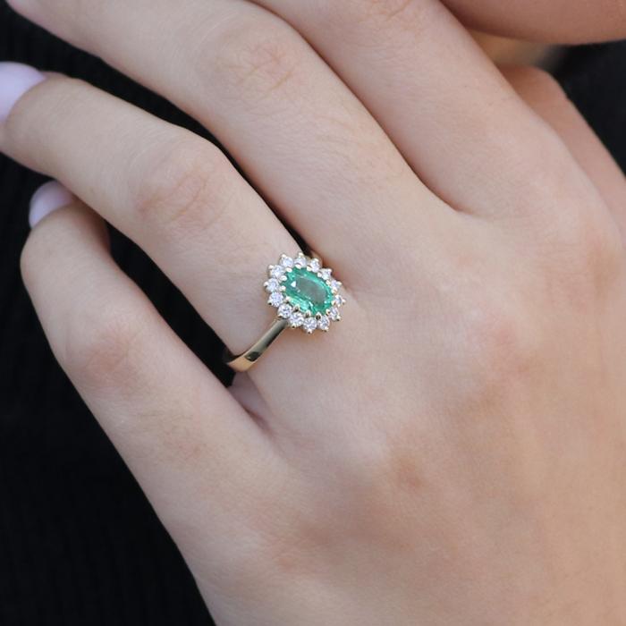 Δαχτυλίδι Ροζέτα με Σμαράγδι & Διαμάντια Χρυσός K18 SKU-84554