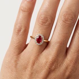 Δαχτυλίδι Ροζέτα Χρυσός K9 με Λευκά & Κόκκινο Ζιργκόν SKU-84596