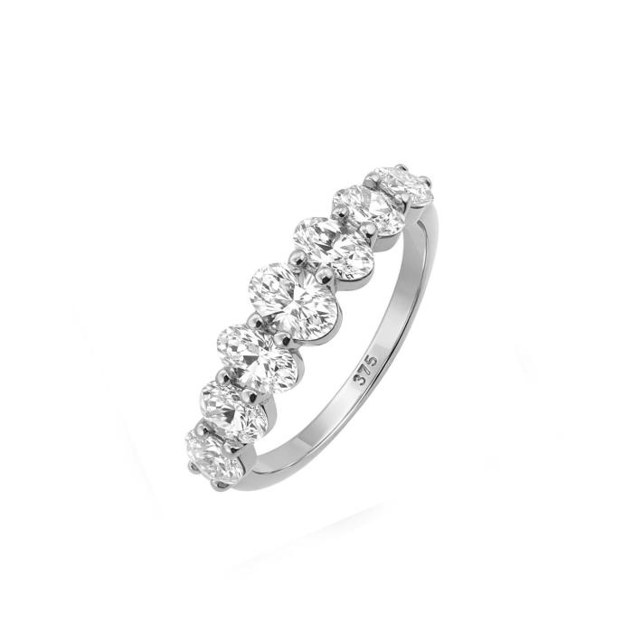 Δαχτυλίδι Σειρέ Λευκόχρυσος K9 με Λευκά Ζιργκόν SKU-84780
