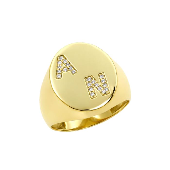 Δαχτυλίδι Σεβαλιέ με Διαμάντια σε Κίτρινο Χρυσό K18 SKU-84151