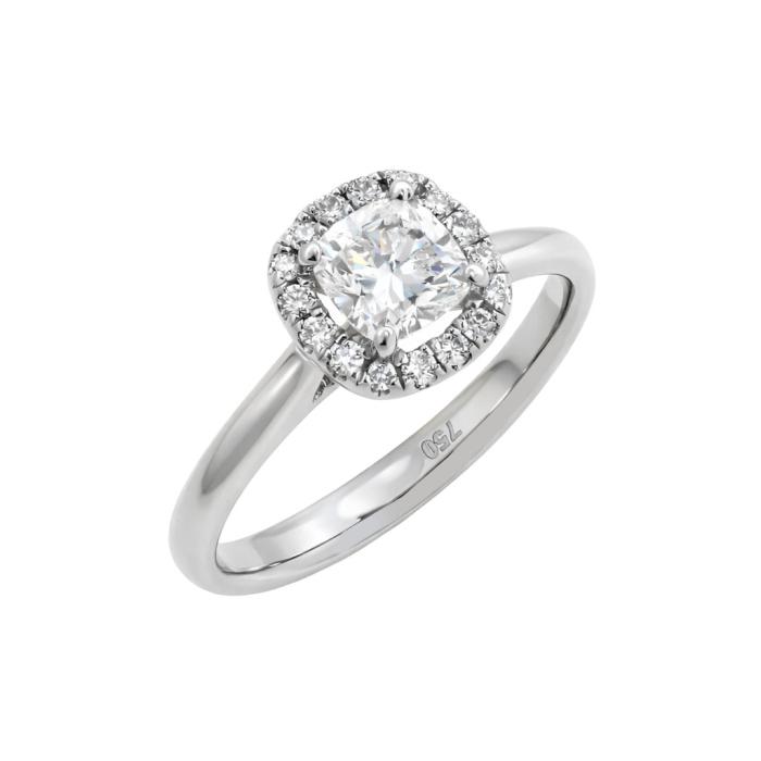 Δαχτυλίδι Ροζέτα με Κεντρικό Διαμάντι Cushion σε Λευκόχρυσο K18 SKU-84153