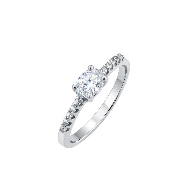 Δαχτυλίδι Λευκόχρυσος K9 με Λευκά Ζιργκόν SKU-84228