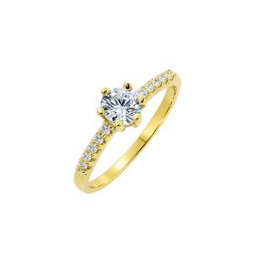 Δαχτυλίδι Γυναικείο με Λευκά Ζιργκόν Χρυσός K9 SKU-84232