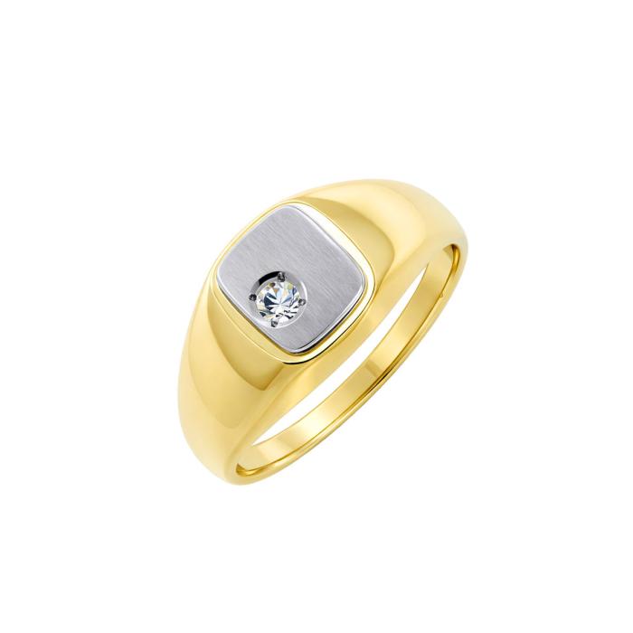 Ανδρικό Δαχτυλίδι Λευκόχρυσος & Κίτρινο Χρυσός Κ14 SKU-84255