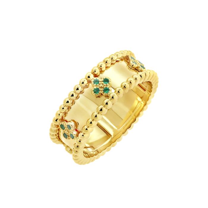 Δαχτυλίδι με Πράσινα Ζιργκόν Χρυσός K9 SKU-84338