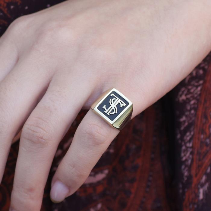 Γυναικείο Δαχτυλίδι Σεβαλιέ Μονογράμματα Κίτρινος Χρυσός K9 SKU-84364