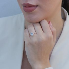 Δαχτυλίδι Δάκρυ με Sky Blue Topaz & Διαμάντια σε Κίτρινο Χρυσό K18 SKU-84433