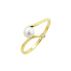 Δαχτυλίδι με Μαργαριτάρι & Λευκό Ζιργκόν Χρυσός K9 SKU-84594