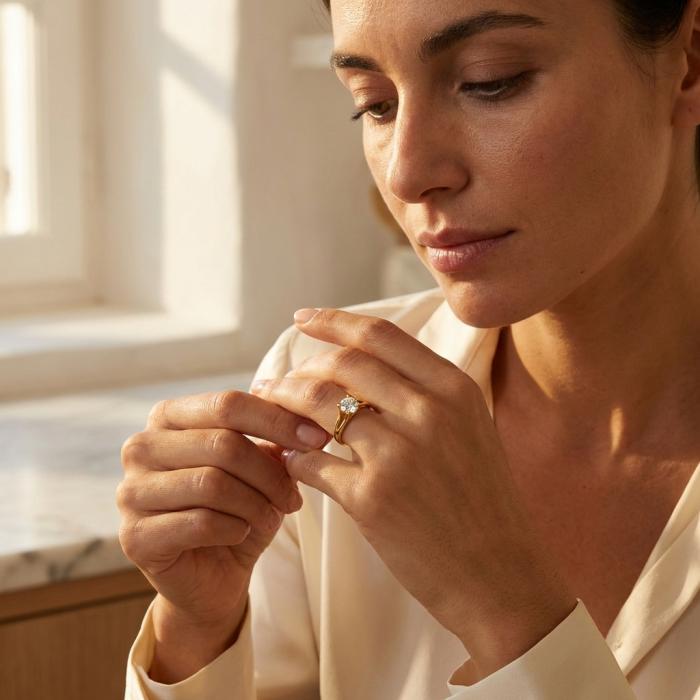 Μονόπετρο Δαχτυλίδι Γυναικείο Χρυσός K9 με Λευκό Ζιργκόν SKU-84819