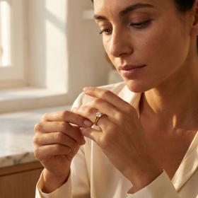 Μονόπετρο Δαχτυλίδι Γυναικείο Χρυσός K9 με Λευκό Ζιργκόν SKU-84819