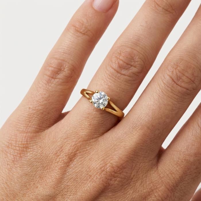 Μονόπετρο Δαχτυλίδι Γυναικείο Χρυσός K9 με Λευκό Ζιργκόν