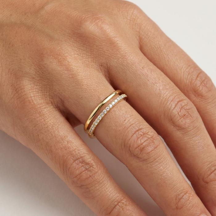 Δαχτυλίδι Σειρέ με Λευκά Ζιργκόν Χρυσός K9