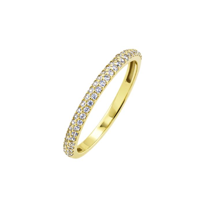 Δαχτυλίδι Σειρέ Ολόβερο Χρυσός K9 με Λευκά Ζιργκόν SKU-84863