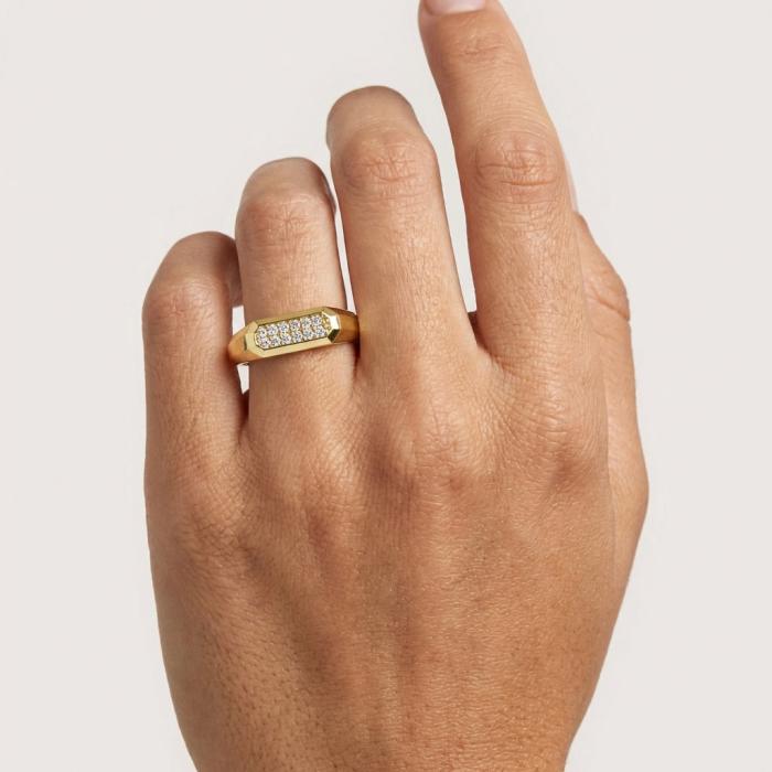 Δαχτυλίδι Χρυσός K14 με Λευκά Ζιργκόν