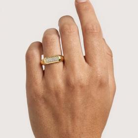 Δαχτυλίδι Χρυσός K14 με Λευκά Ζιργκόν SKU-84145