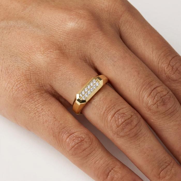 Δαχτυλίδι Χρυσός K14 με Λευκά Ζιργκόν SKU-84145