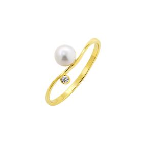 Δαχτυλίδι Χρυσός K9 με Μαργαριτάρι και Λευκό Ζιργκόν SKU-84595