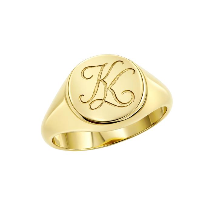 Γυναικείο Δαχτυλίδι Σεβαλιέ με Μονογράμματα Κ Χρυσός K9 SKU-84374