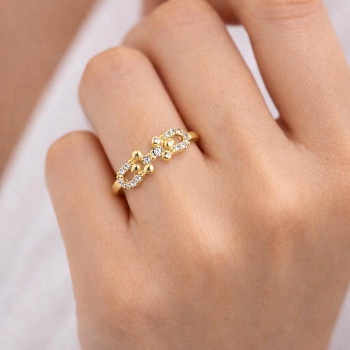 Γυναικείο Δαχτυλίδι με Λευκά Ζιργκόν Χρυσός Κ9