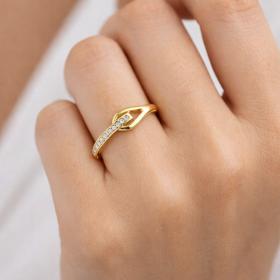 Γυναικείο Δαχτυλίδι με Λευκά Ζιργκόν Χρυσός K9 SKU-84854