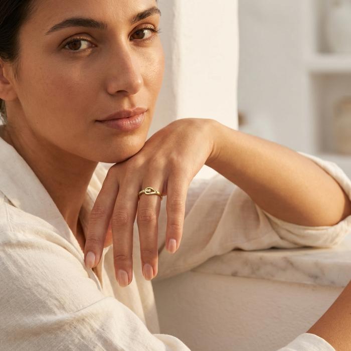 Γυναικείο Δαχτυλίδι με Λευκά Ζιργκόν Χρυσός K9 SKU-84854