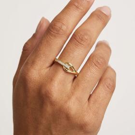 Γυναικείο Δαχτυλίδι με Λευκά Ζιργκόν Χρυσός K9 SKU-84854