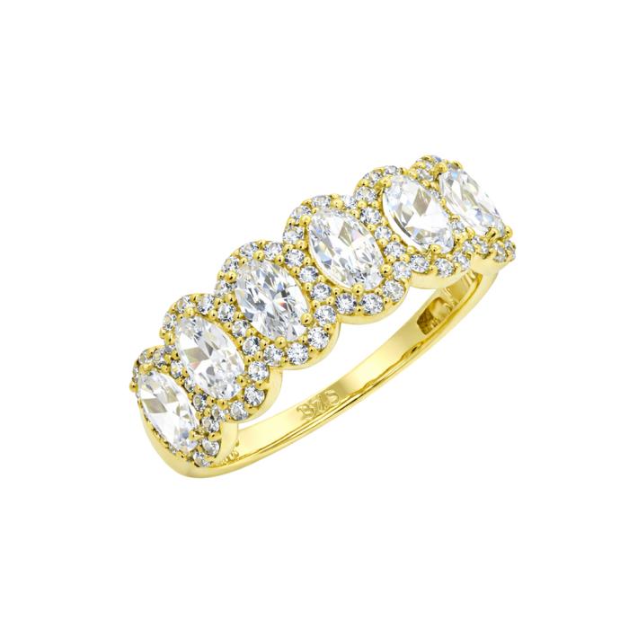 Γυναικείο Δαχτυλίδι Σειρέ με Ροζέτες & Λευκά Ζιργκόν Χρυσός K9 SKU-84773